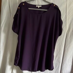 Catherine Malandrino Deep Purple Blouse with Gold Buttons